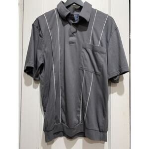 Vtg John Blair Men’s Retro Leisure Casual Shirt Tapered Hem Gray Polo Size L‎